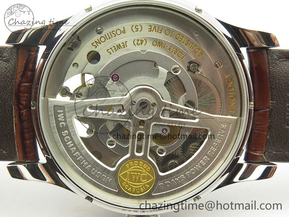 Portuguese Tourbillon IW504602 SS ZF Best Edition Gray Dial on Brown Leather Strap