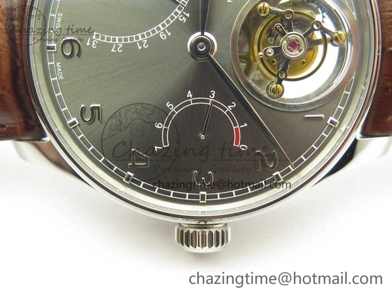 Portuguese Tourbillon IW504602 SS ZF Best Edition Gray Dial on Brown Leather Strap