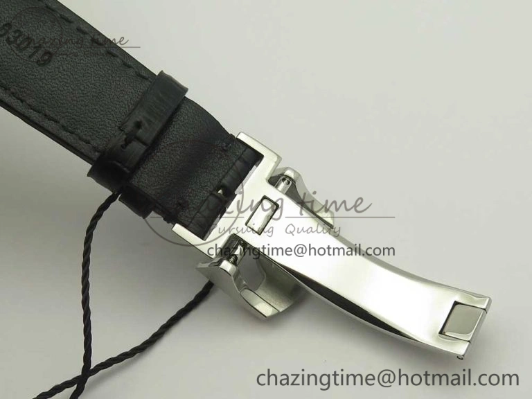 Portuguese Tourbillon IW504602 SS ZF Best Edition White Dial on Black Leather Strap