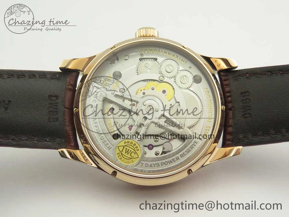 Portuguese Tourbillon IW5463 RG ZF Best Edition White Dial on Brown Leather Strap
