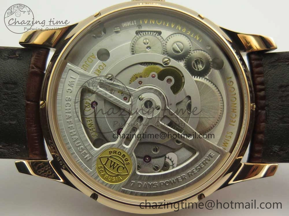 Portuguese Tourbillon IW5463 RG ZF Best Edition White Dial on Brown Leather Strap
