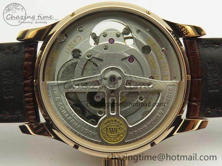 Portuguese Tourbillon IW5463 RG ZF Best Edition White Dial on Brown Leather Strap