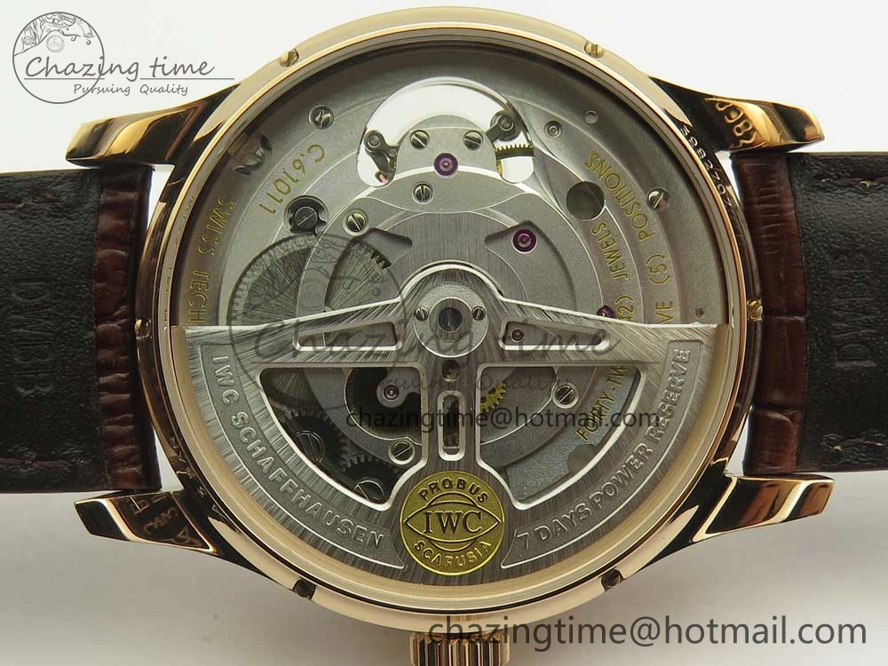 Portuguese Tourbillon IW5463 RG ZF Best Edition White Dial on Brown Leather Strap