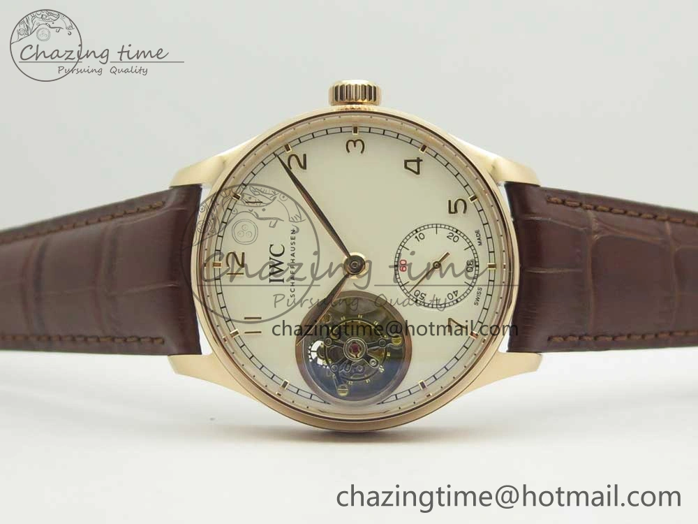 Portuguese Tourbillon IW5463 RG ZF Best Edition White Dial on Brown Leather Strap