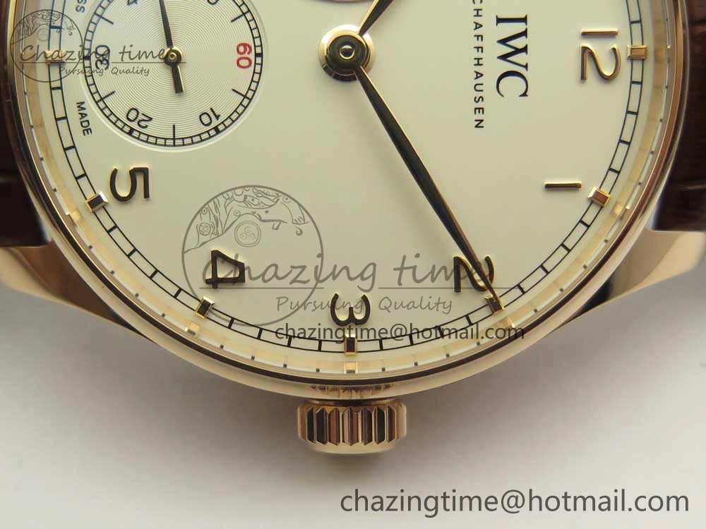 Portuguese Tourbillon IW5463 RG ZF Best Edition White Dial on Brown Leather Strap
