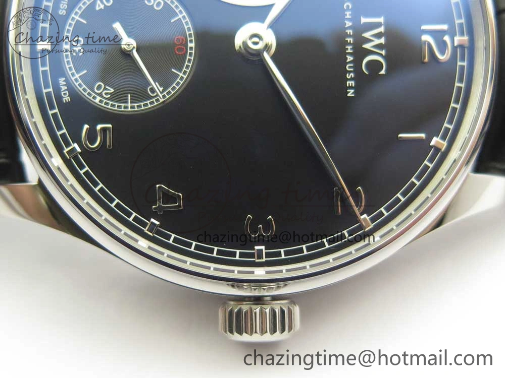 Portuguese Tourbillon IW5463 SS ZF Best Edition Black Dial on Black Leather Strap