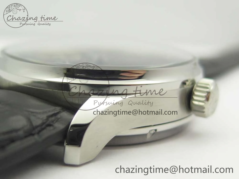 Portuguese Tourbillon IW5463 SS ZF Best Edition Black Dial on Black Leather Strap