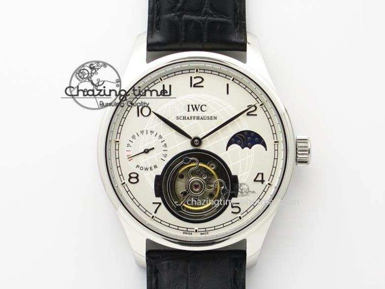 Portuguese Tourbillon IW5463 SS ZF Best Edition Blue Dial on Black Leather Strap