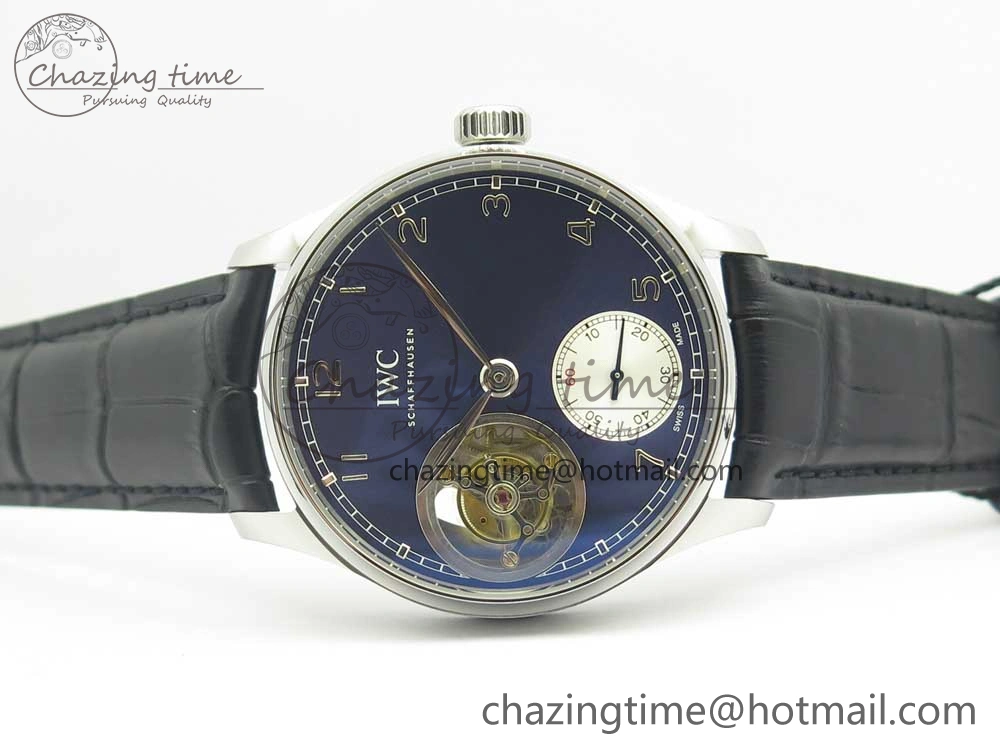 Portuguese Tourbillon IW5463 SS ZF Best Edition Blue Dial on Black Leather Strap