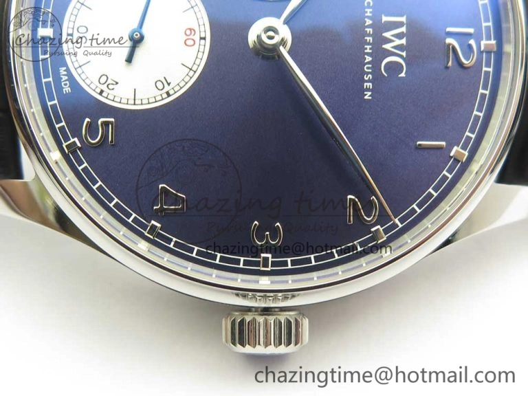 Portuguese Tourbillon IW5463 SS ZF Best Edition Blue Dial on Black Leather Strap