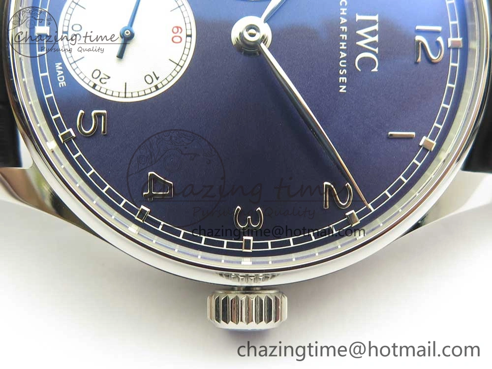 Portuguese Tourbillon IW5463 SS ZF Best Edition Blue Dial on Black Leather Strap