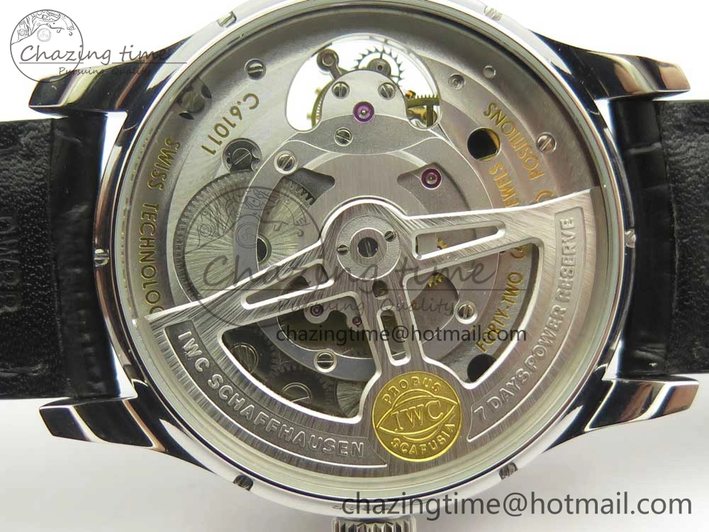 Portuguese Tourbillon IW5463 SS ZF Best Edition Blue Dial on Black Leather Strap