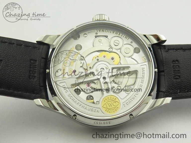 Portuguese Tourbillon IW5463 SS ZF Best Edition Blue Dial on Black Leather Strap