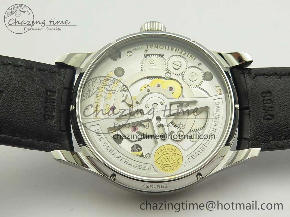 Portuguese Tourbillon IW5463 SS ZF Best Edition Blue Dial on Black Leather Strap