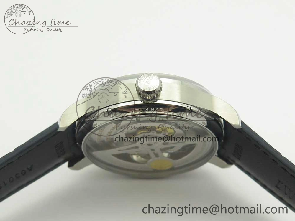 Portuguese Tourbillon IW5463 SS ZF Best Edition White Dial Blue Hands on Blue Leather Strap