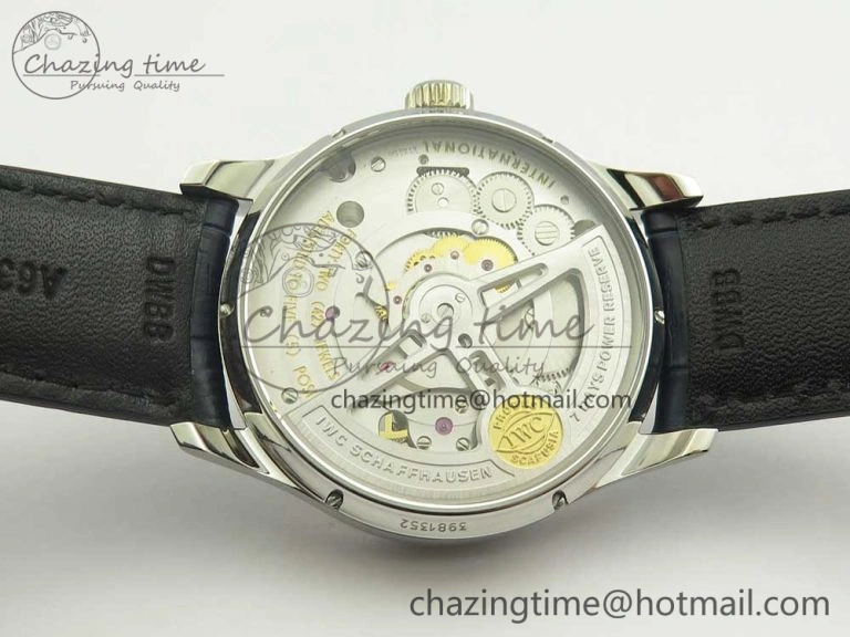 Portuguese Tourbillon IW5463 SS ZF Best Edition White Dial Blue Hands on Blue Leather Strap