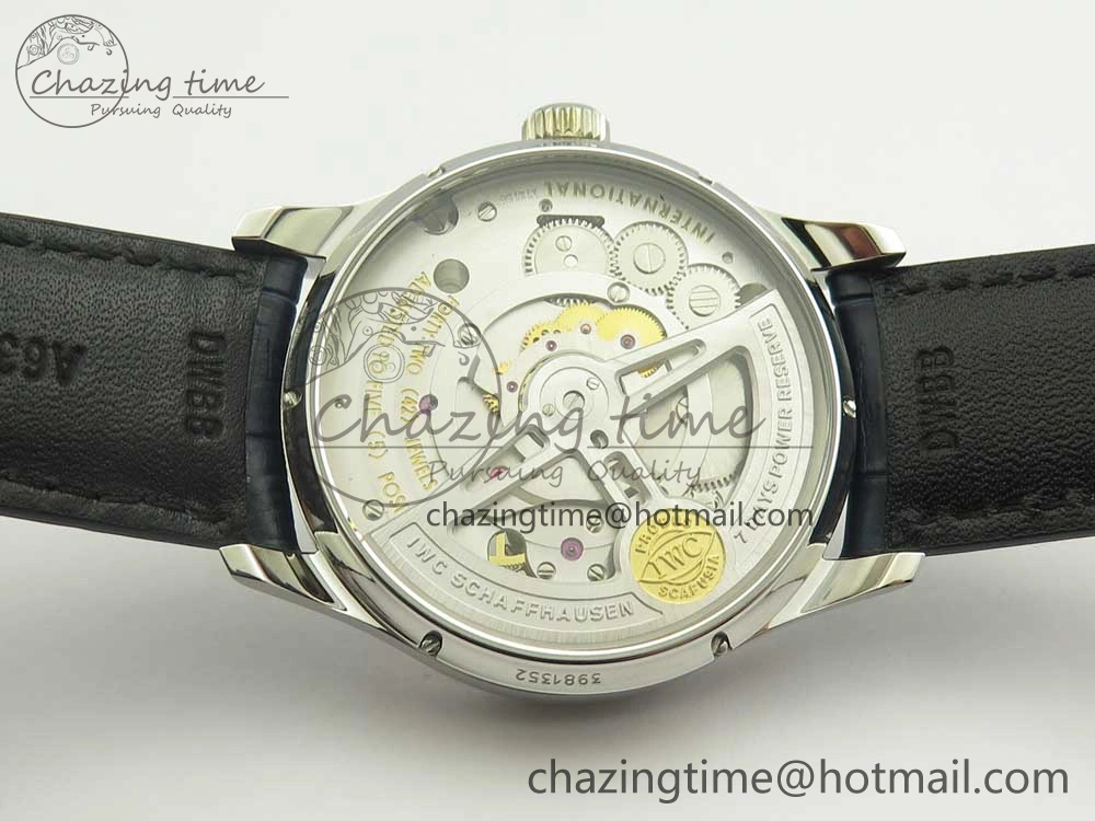 Portuguese Tourbillon IW5463 SS ZF Best Edition White Dial Blue Hands on Blue Leather Strap