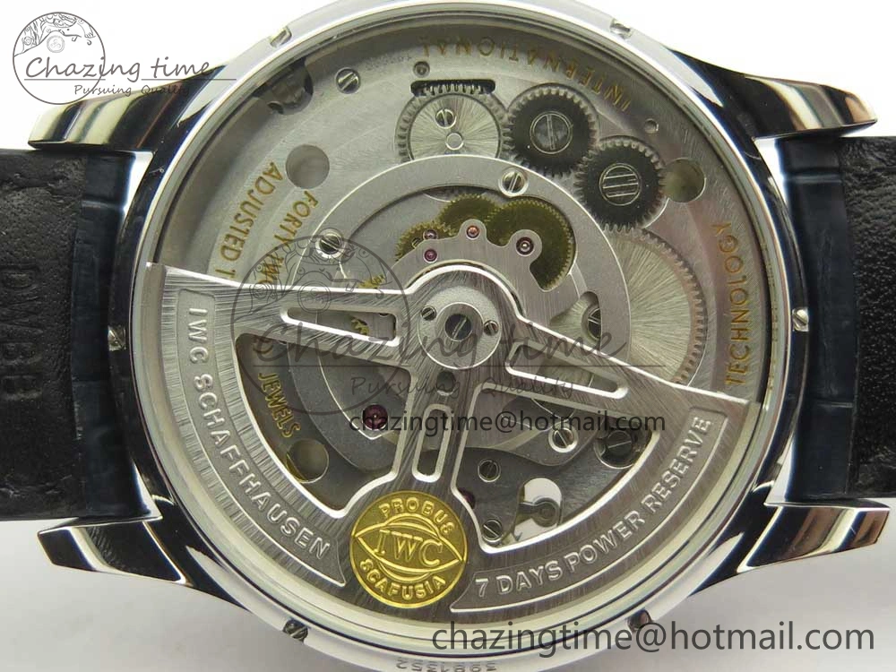 Portuguese Tourbillon IW5463 SS ZF Best Edition White Dial Blue Hands on Blue Leather Strap