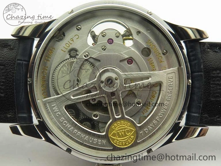 Portuguese Tourbillon IW5463 SS ZF Best Edition White Dial Blue Hands on Blue Leather Strap
