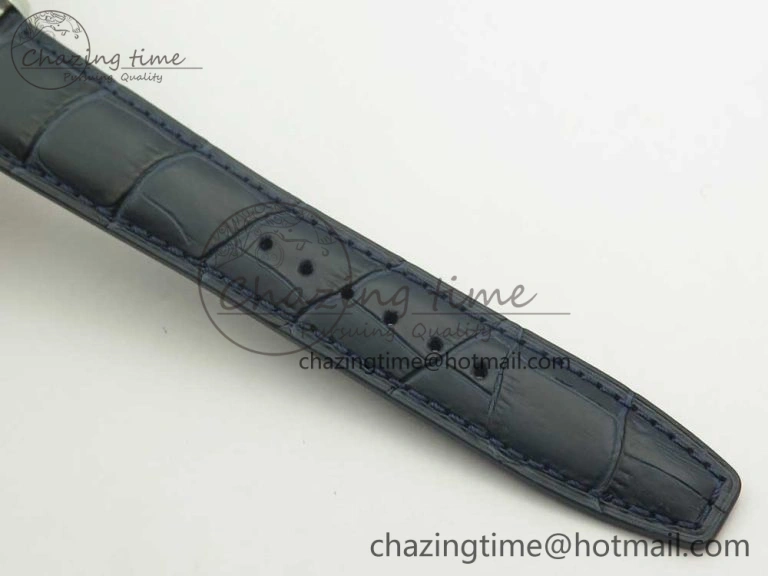 Portuguese Tourbillon IW5463 SS ZF Best Edition White Dial Blue Hands on Blue Leather Strap