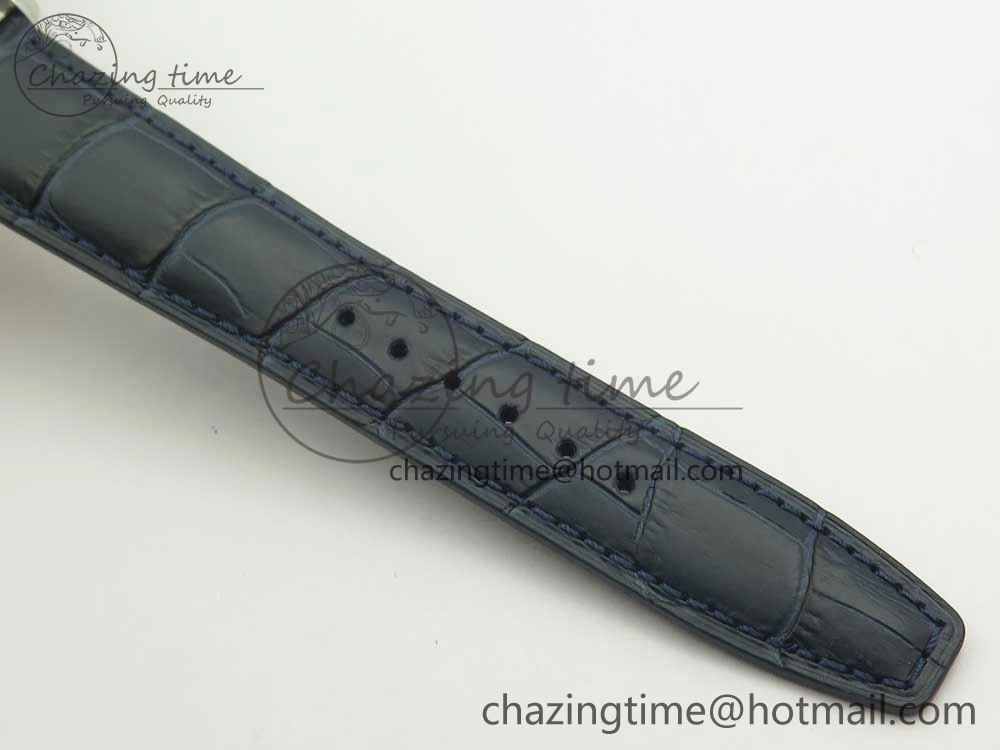 Portuguese Tourbillon IW5463 SS ZF Best Edition White Dial Blue Hands on Blue Leather Strap
