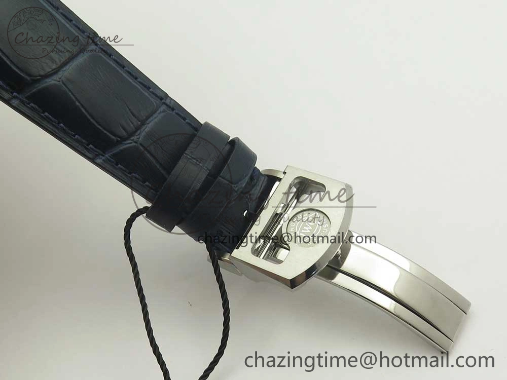 Portuguese Tourbillon IW5463 SS ZF Best Edition White Dial Blue Hands on Blue Leather Strap