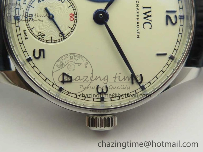Portuguese Tourbillon IW5463 SS ZF Best Edition White Dial Blue Hands on Blue Leather Strap
