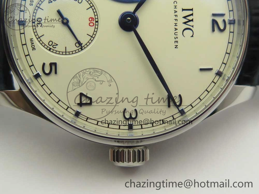 Portuguese Tourbillon IW5463 SS ZF Best Edition White Dial Blue Hands on Blue Leather Strap