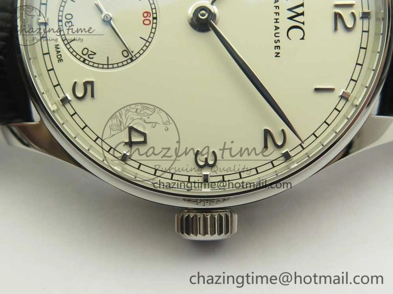 Portuguese Tourbillon IW5463 SS ZF Best Edition White Dial on Black Leather Strap