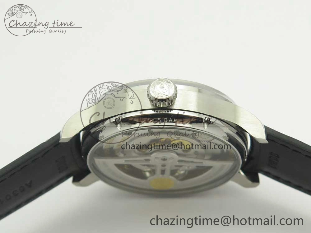 Portuguese Tourbillon IW5463 SS ZF Best Edition White Dial on Black Leather Strap