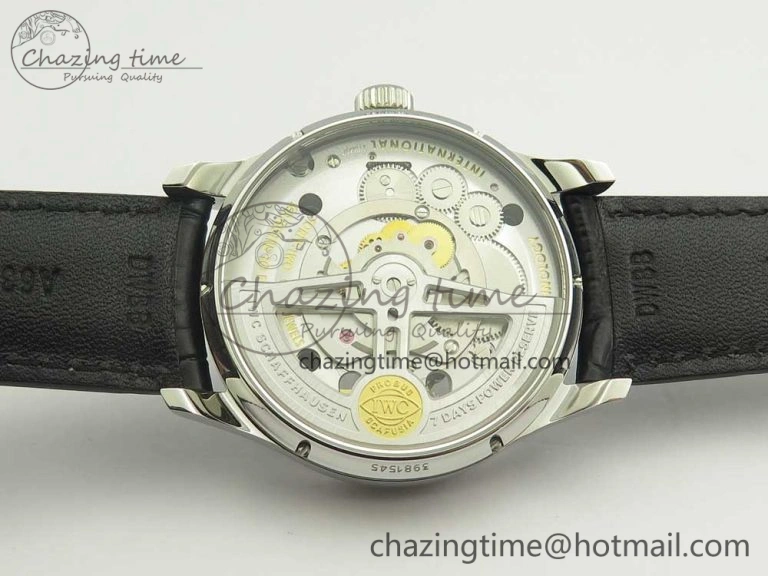 Portuguese Tourbillon IW5463 SS ZF Best Edition White Dial on Black Leather Strap
