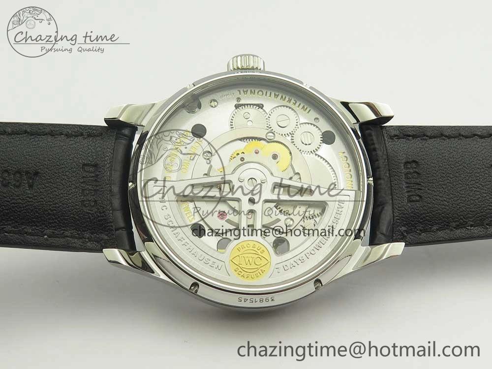Portuguese Tourbillon IW5463 SS ZF Best Edition White Dial on Black Leather Strap