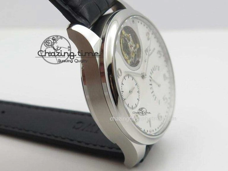 Portuguese Tourbillon Mystere SS TF Best Edition White Dial on Black Croc Leather Strap