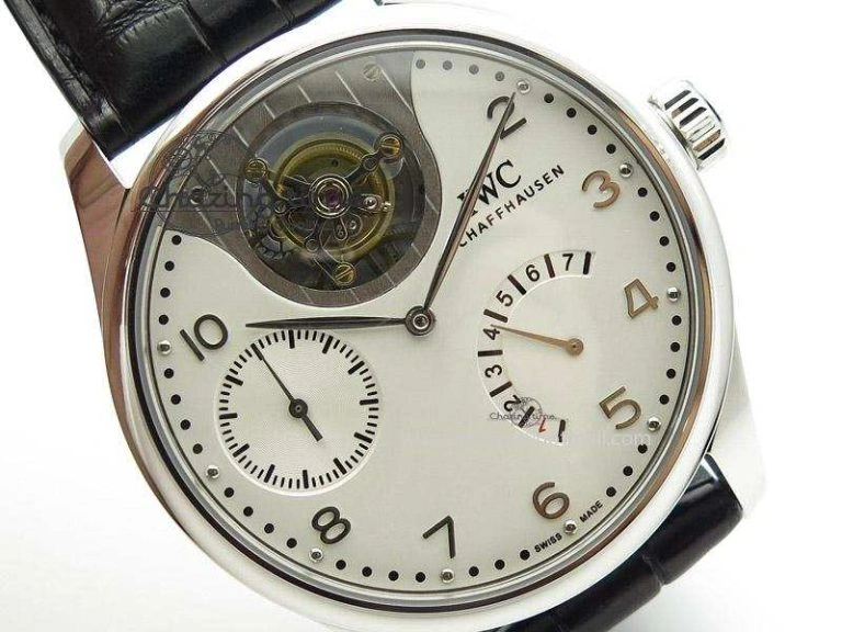 Portuguese Tourbillon Mystere SS TF Best Edition White Dial on Black Croc Leather Strap