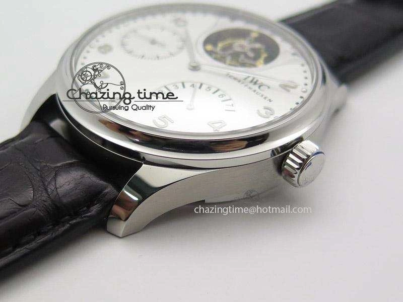 Portuguese Tourbillon Mystere SS TF Best Edition White Dial on Black Croc Leather Strap