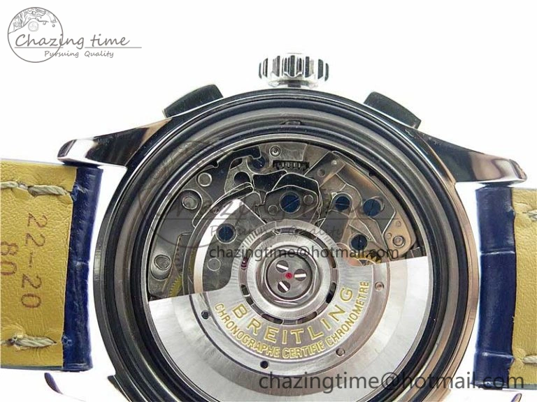 Premier B01 Chrono SS 42mm GF 1:1 Best Edition Blue Dial on Blue Leather Strap A7750