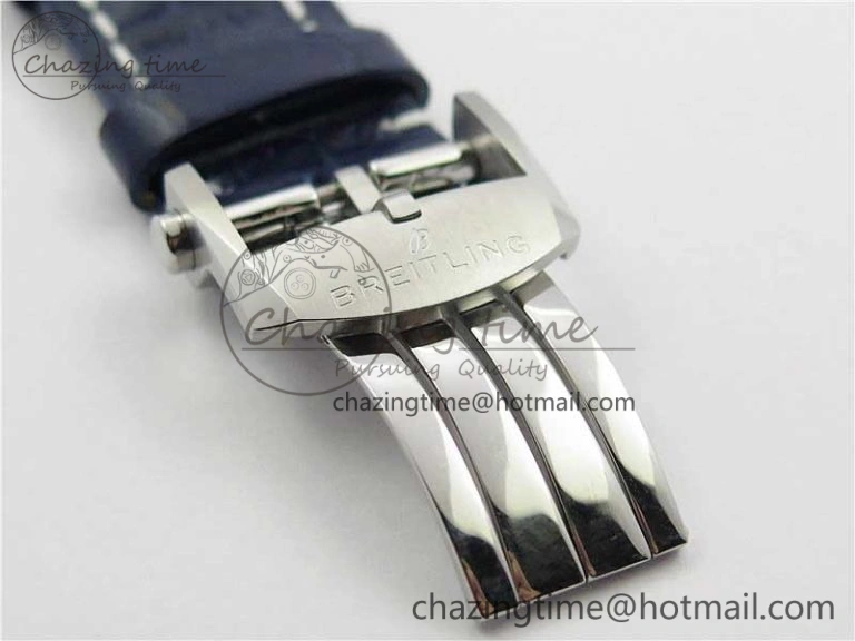 Premier B01 Chrono SS 42mm GF 1:1 Best Edition Blue Dial on Blue Leather Strap A7750