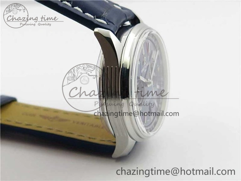 Premier B01 Chrono SS 42mm GF 1:1 Best Edition Blue Dial on Blue Leather Strap A7750
