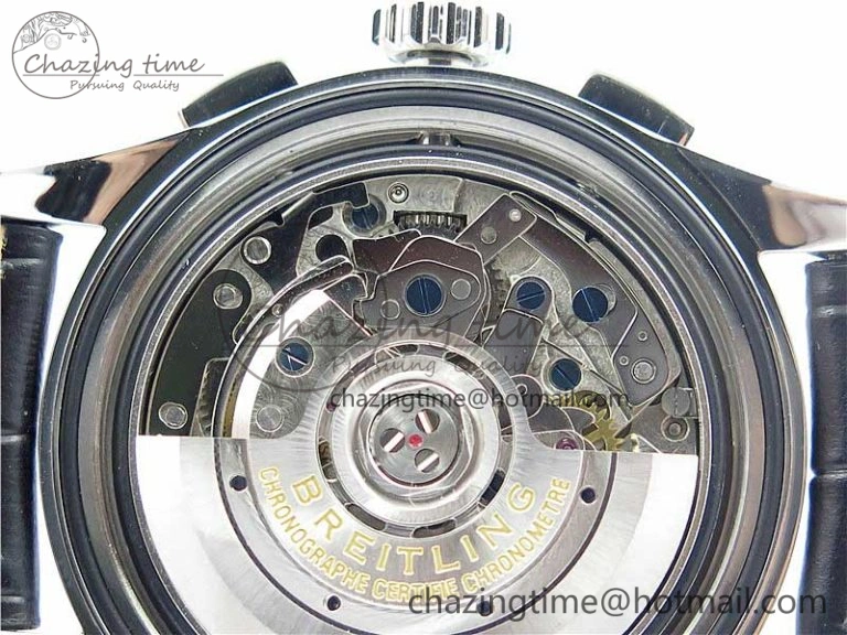Premier B01 Chrono SS 42mm GF 1:1 Best Edition Gray Black Dial on Black Leather Strap A7750