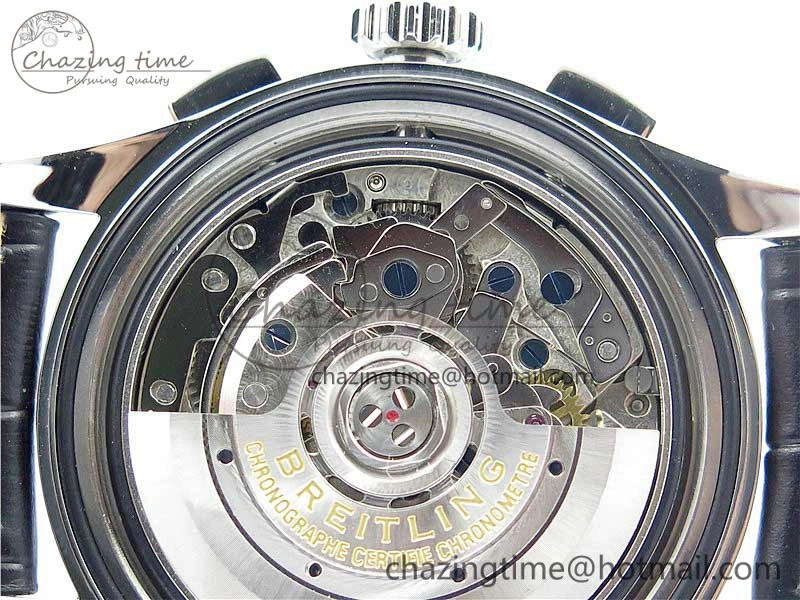 Premier B01 Chrono SS 42mm GF 1:1 Best Edition Gray Black Dial on Black Leather Strap A7750