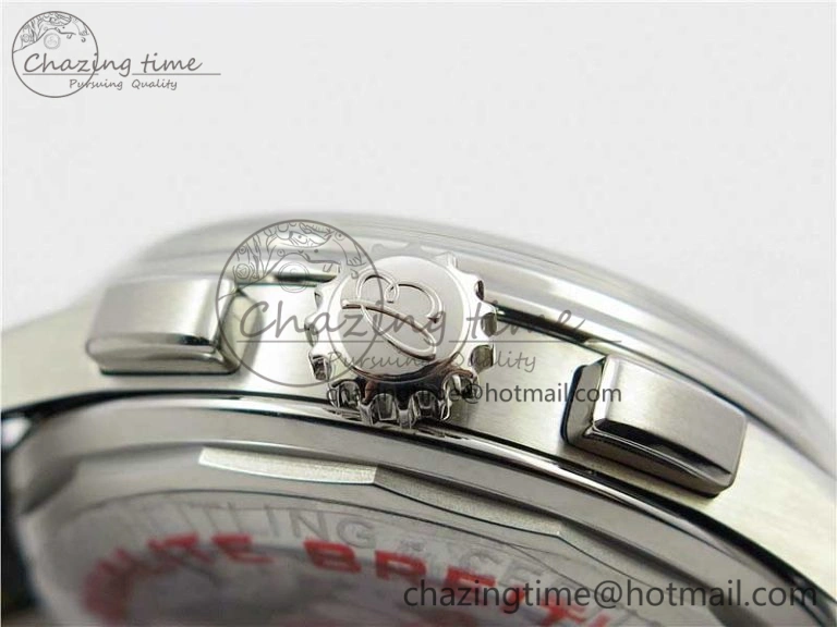 Premier B01 Chrono SS 42mm GF 1:1 Best Edition Gray Black Dial on Black Leather Strap A7750