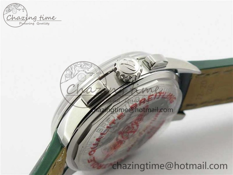 Premier B01 Chrono SS 42mm GF 1:1 Best Edition Green Dial on Green Leather Strap A7750