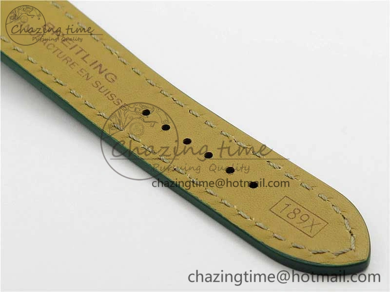 Premier B01 Chrono SS 42mm GF 1:1 Best Edition Green Dial on Green Leather Strap A7750