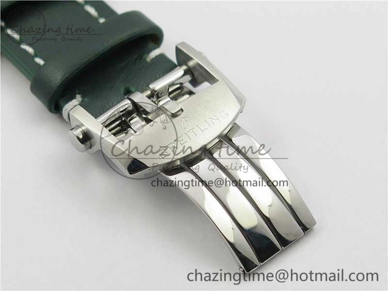 Premier B01 Chrono SS 42mm GF 1:1 Best Edition Green Dial on Green Leather Strap A7750