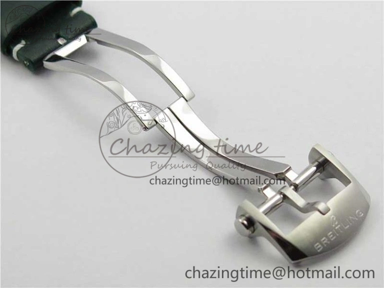 Premier B01 Chrono SS 42mm GF 1:1 Best Edition Green Dial on Green Leather Strap A7750