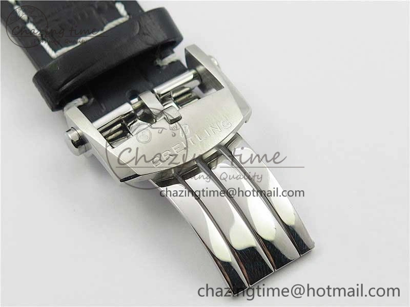 Premier B01 Chrono SS 42mm GF 1:1 Best Edition White Black Dial on Black Leather Strap A7750