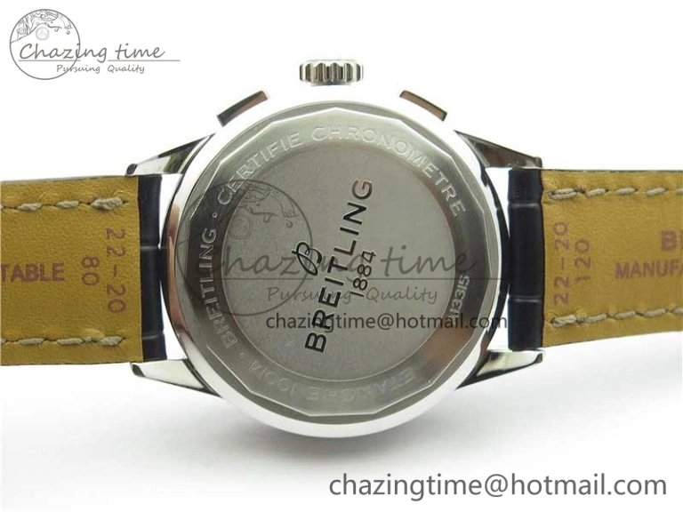 Premier Chronograph 42 BLS 1:1 Best Edition Black Dial on Black Leather Strap A7750