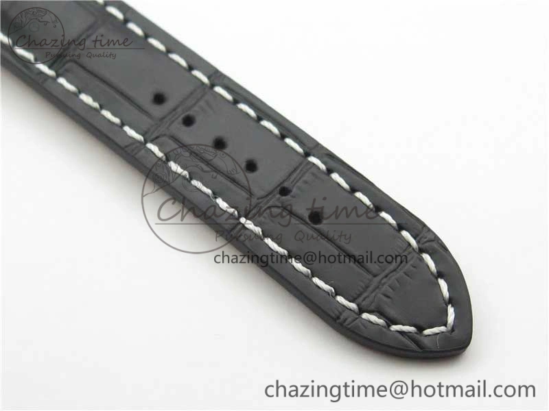 Premier Chronograph 42 BLS 1:1 Best Edition Black Dial on Black Leather Strap A7750