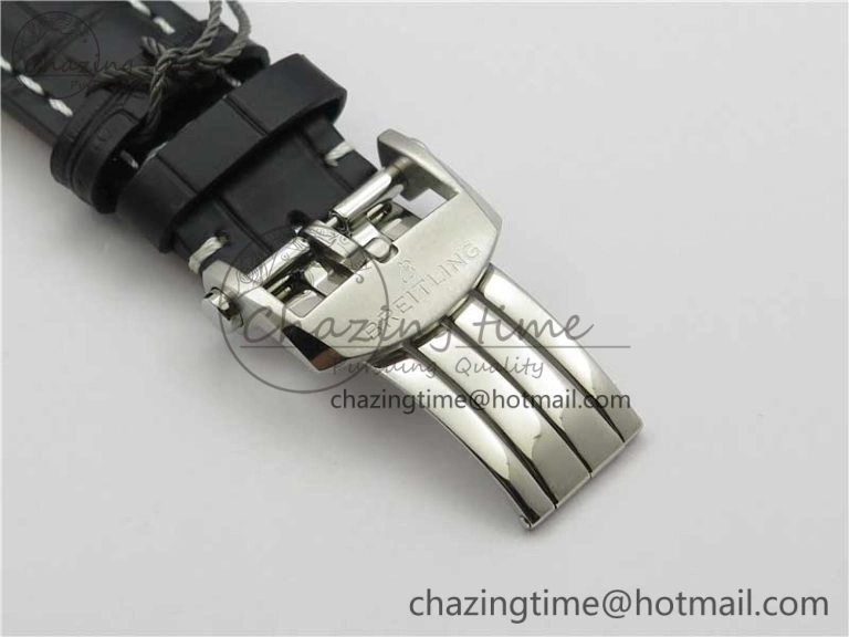 Premier Chronograph 42 BLS 1:1 Best Edition Black Dial on Black Leather Strap A7750
