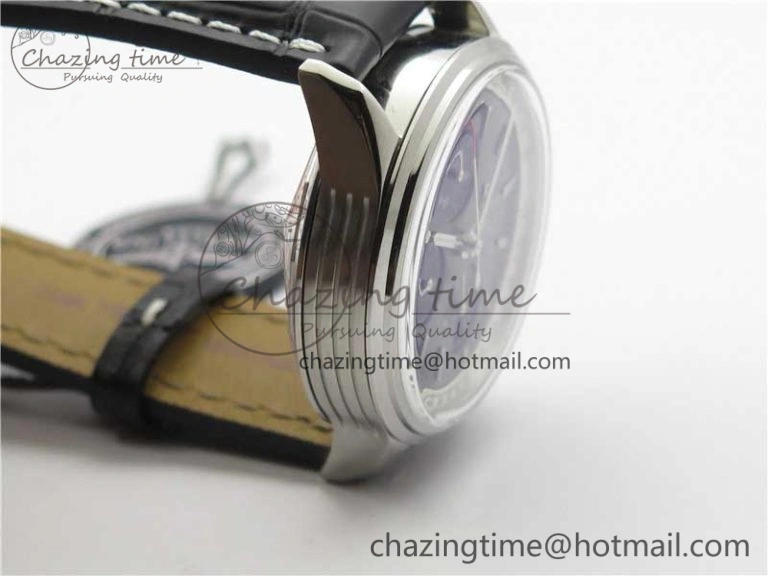 Premier Chronograph 42 BLS 1:1 Best Edition Black Dial on Black Leather Strap A7750